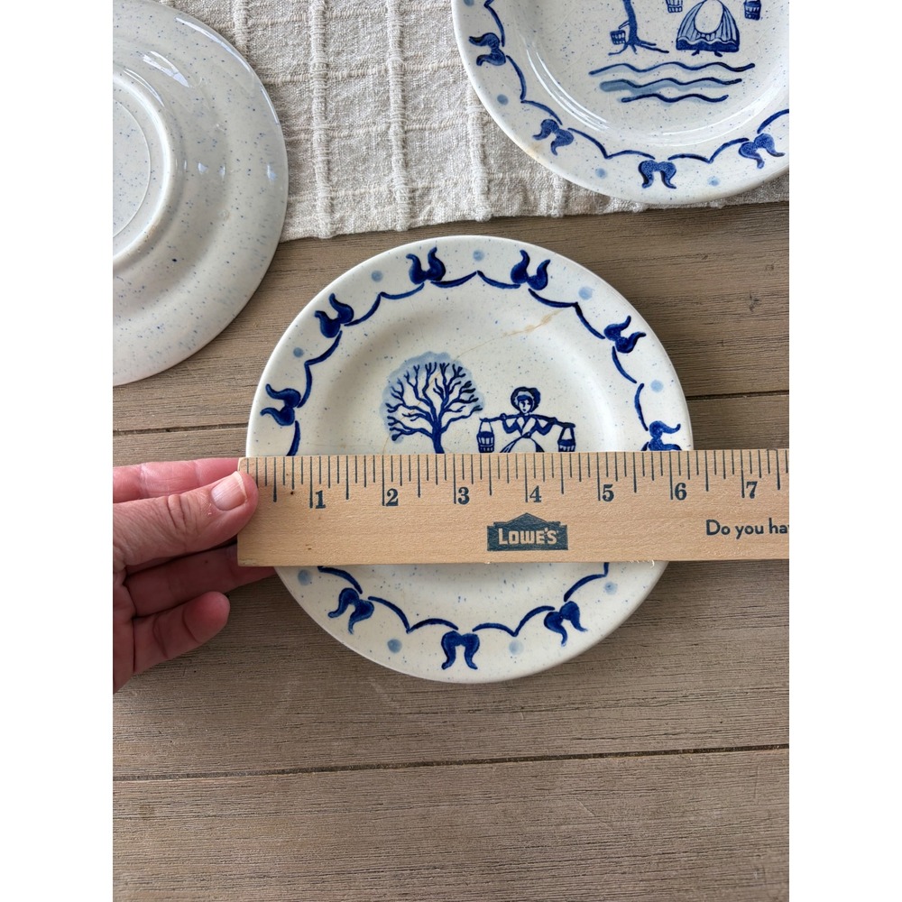 Vintage Metlox Poppytrail Provincial Blue Bread dessert Plates Set 7 California - Picture 5 of 5